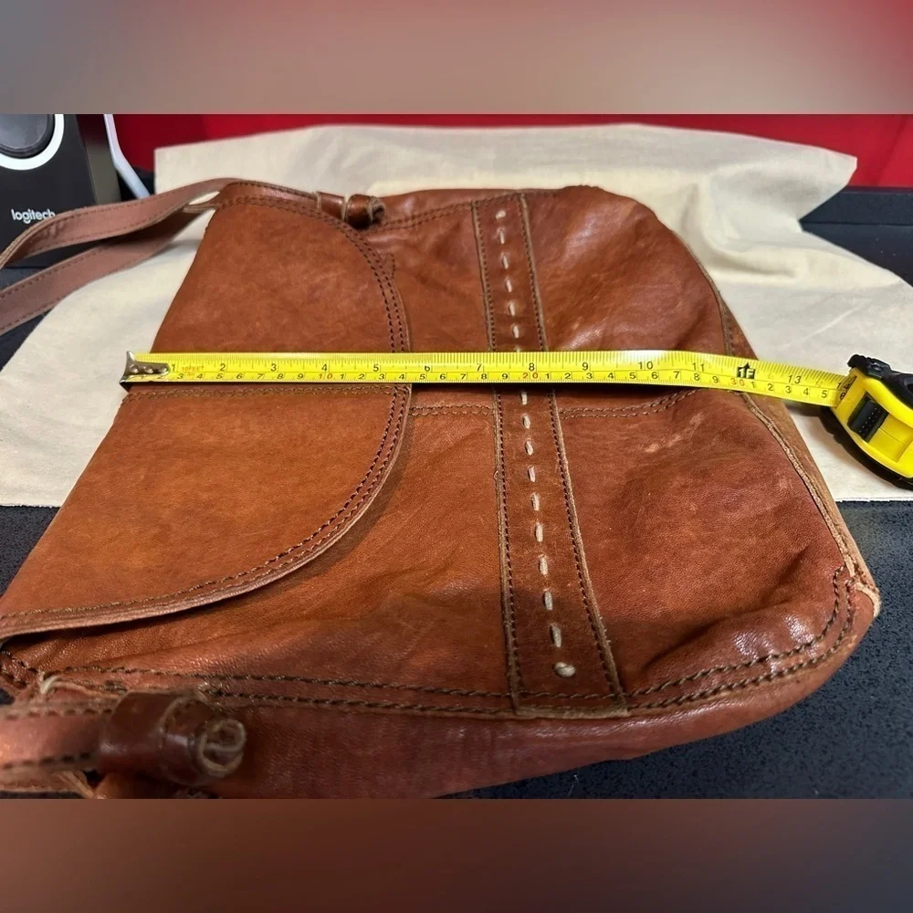 Lucky Brand Brown Italian Leather Shoulder Bag Double Handle Fold Over Closure - Picture 11 of 16